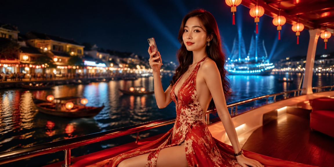 Người dùng tại phố cổ Hội An đang kiểm tra chương trình khuyến mãi trên điện thoại di động